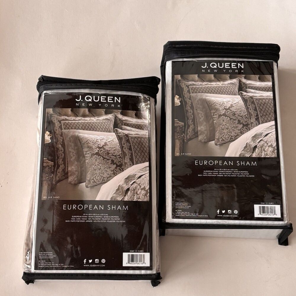 J Queen New York Bel Air Sand Euro Shams 25x25 Set Of 2 NEW